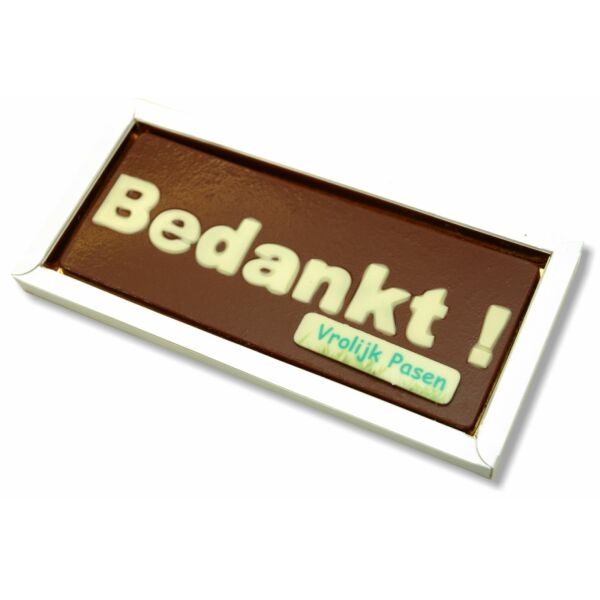 Chocolade Bedankt! tablet met Vrolijk Pasen