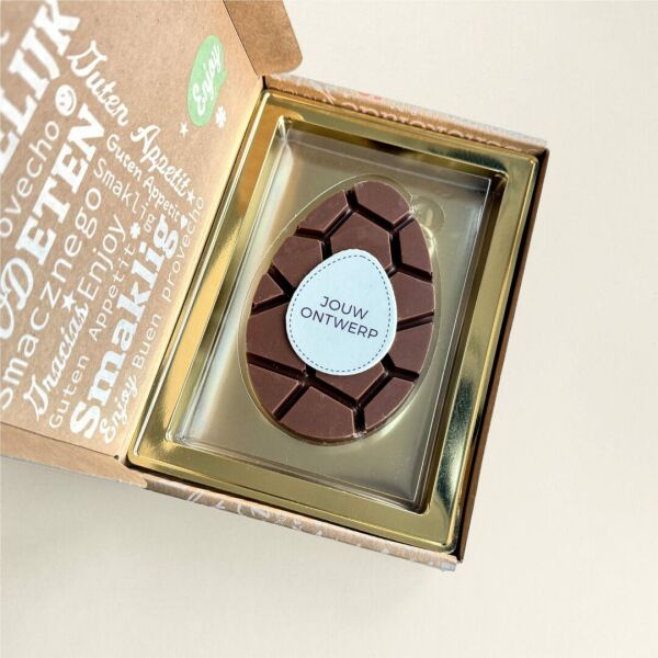 Groot Chocolade Paasei met eigen logo