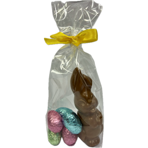 Paaszakje met chocolade haasje