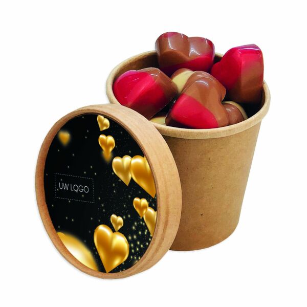 Bio snoepbeker room hartjes