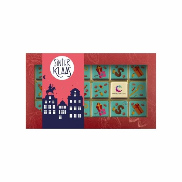 Chocolade Sinterklaas giftbox 18 logo blokjes