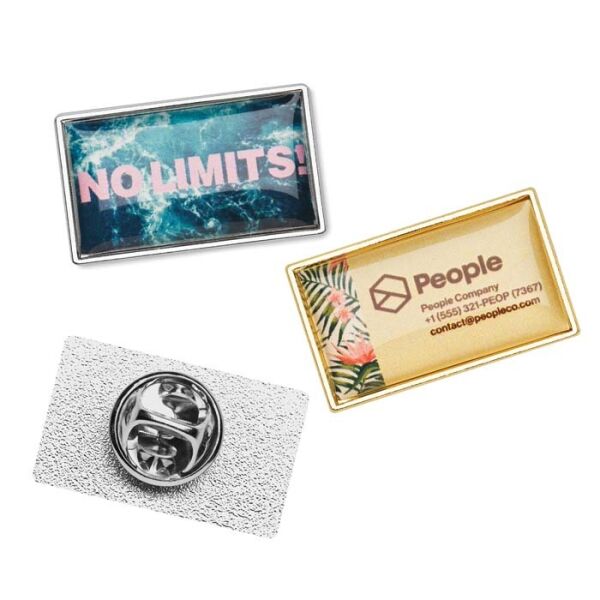 Rechthoekige metalen pin met doming