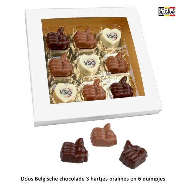 Like duim en logopralines in geschenkdoos